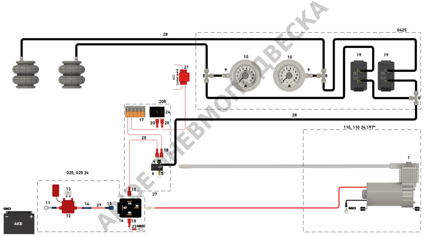 Схема подключения пневмоподвески - Серия Эконом. Полезная информация от Арайд