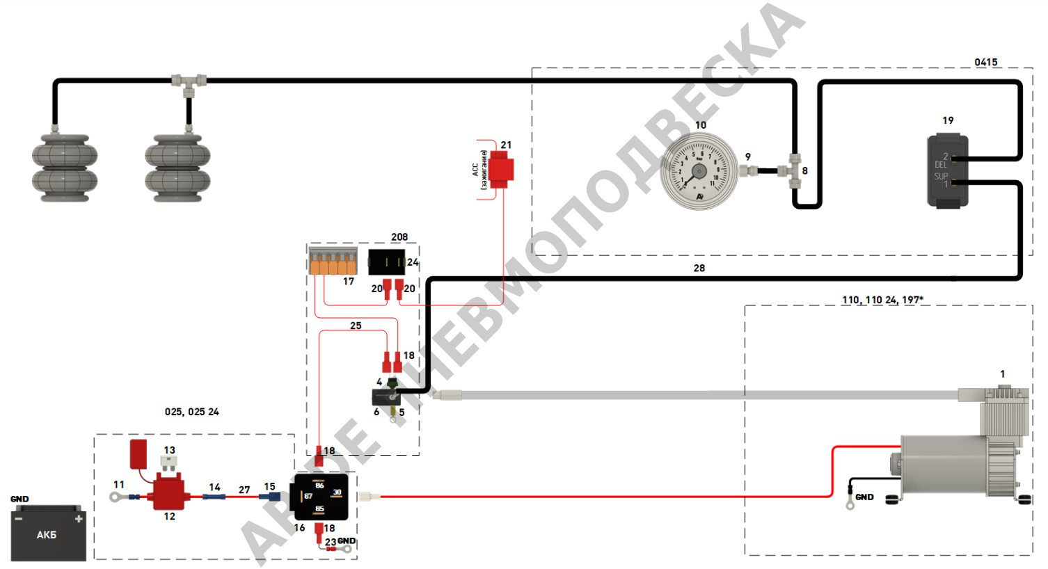 Схема подключения пневмоподвески - Серия Эконом. Полезная информация от Арайд