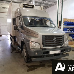 Установка пневмоподвески и кранов уровня пола на заднюю ось ГАЗ ГАЗОН NEXT