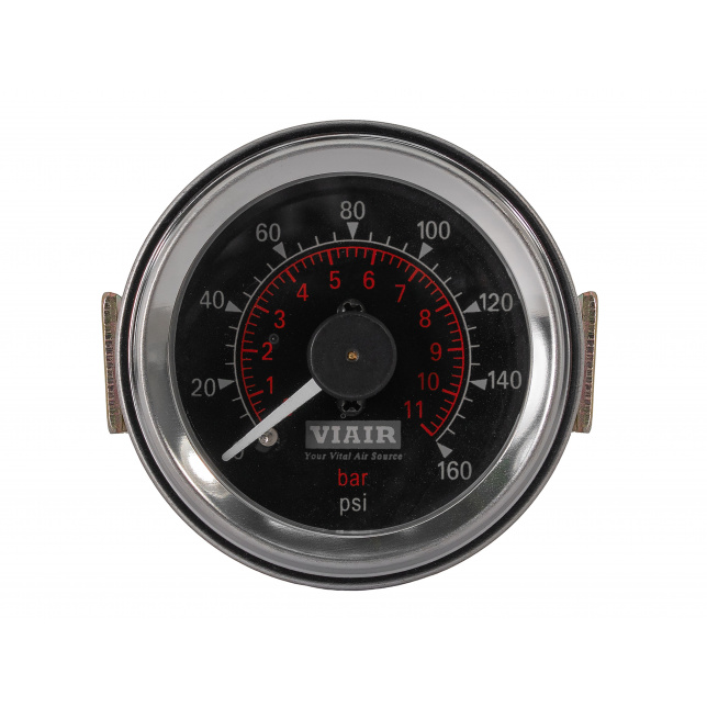 Манометр VIAIR 2 160 PSI, 2 контура, с подсветкой, черный